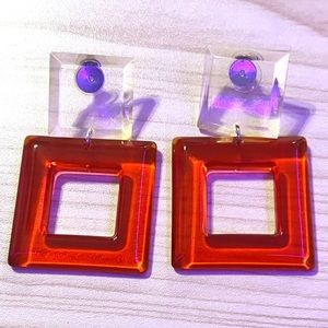 Orange square earrings!